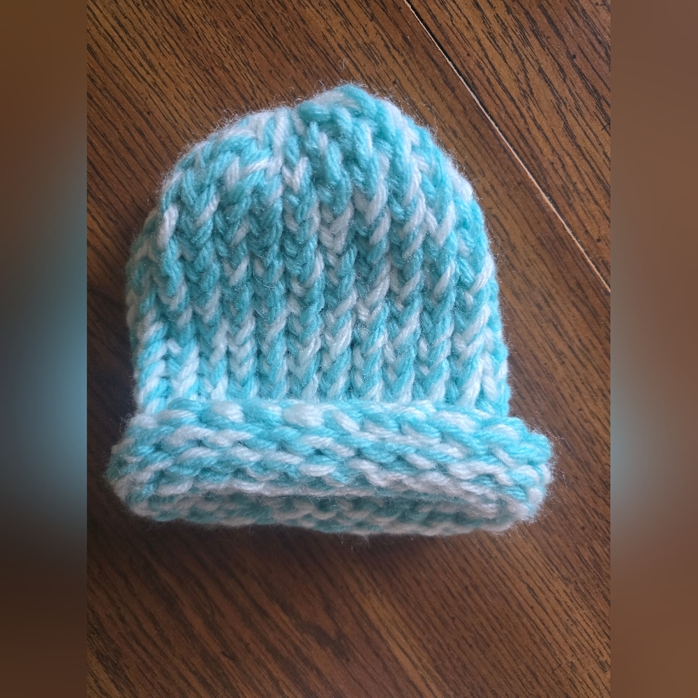 Handmade Cozy Knit Baby Beanies - Red, Blue, Green Bundle Set - Picture 2 of 4